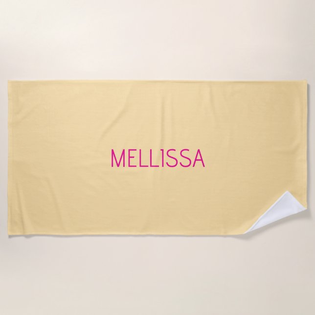 Toalha De Praia Cream minimalist custom name  (Frente)