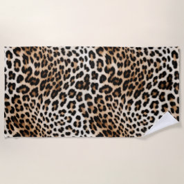 Toalha De Praia Creme Black Leopardo Print