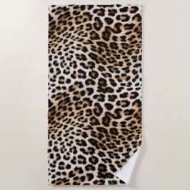 Toalha De Praia Creme Black Leopardo Print