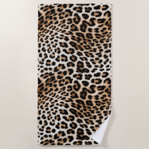 Toalha De Praia Creme Black Leopardo Print