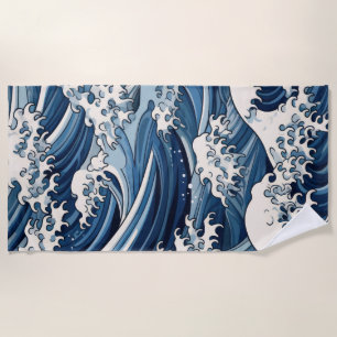 Toalha De Praia Crestas Epheméricas: Ondas Hokusai Reimaginadas