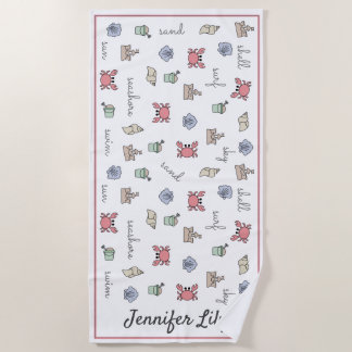 Toalha De Praia Criança de vela personalizada do caranguejo do San