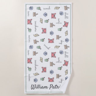 Toalha De Praia Criança de vela personalizada do caranguejo do San