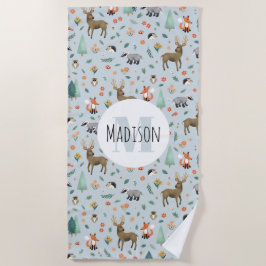 Toalha De Praia Crianças Animais Da Floresta Da Floresta Da Flores