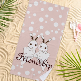 Toalha De Praia Crianças de coelhinhos brancos, cor-de-rosa e past