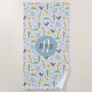 Toalha De Praia Crianças de Zebra Animais Safari Selvagens