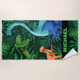 Toalha De Praia Crianças Dinossauras Personalizáveis Dino Jurassic