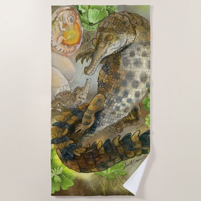 Toalha De Praia Crocodilo Entalhado (Frente)