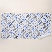 Cross Country XC Run Monograma Blue Beach Towel