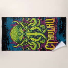 Toalha De Praia Cthulhu Neon Horror Art – Lovecraft Inspired 