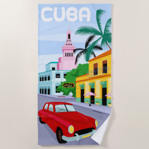 Toalha De Praia Cuba Poster de viagens Beach Towel