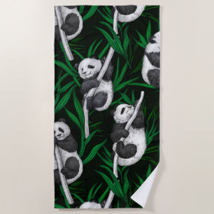 Toalha De Praia Cubos de panda em verde escuro