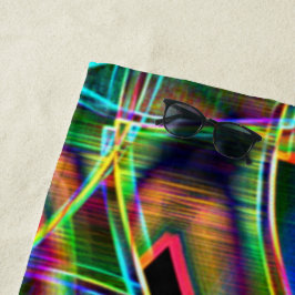 Toalha De Praia Curvas em banda sobrepostas, alivio colorido neon