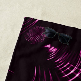 Toalha De Praia Curvas pontiagudas de cor rosa e fundo escuro