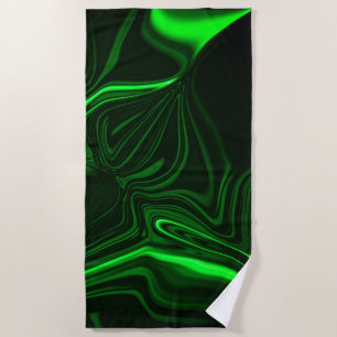 Toalha De Praia Curves and folds green nickeled on dark background