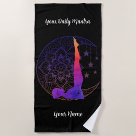 Toalha De Praia Custom Beach Towel with Name & Mantra | Watercolor