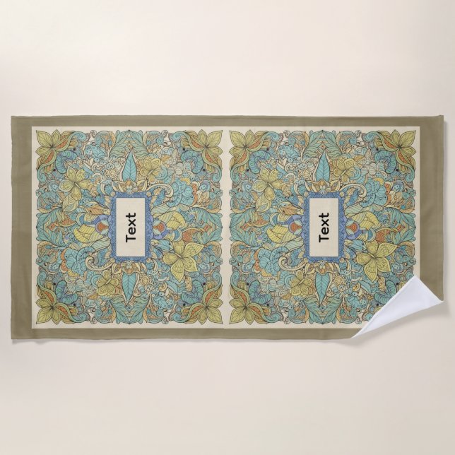 Toalha De Praia Custom Name Artistic Zentangle Beach Towel (Frente)