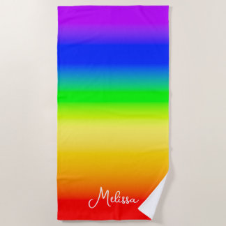 Toalha De Praia Custom Name Rainbow Pride Colorful