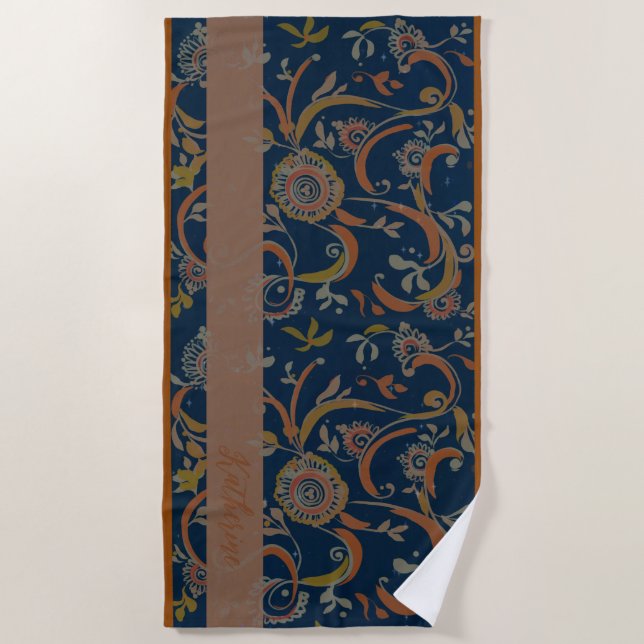 Toalha De Praia CUSTOM Tumeric + Ginger Swirl Motif  (Frente)