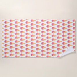 Toalha De Praia Cuta de Padrão de Cone de Sorvete Rosa