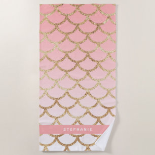 TOALHA DE PRAIA CUTA MENINA MODERNA OMBRE MERMAID BEACH TOWEL