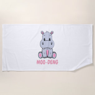 Toalha De Praia Cute Baby Hippo Moo Deng Bouncy Pig em Tailandês H