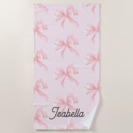 Toalha De Praia Cute Coquette Pink Bow Girl