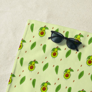 Toalha De Praia Cute kawaii avocado em verde