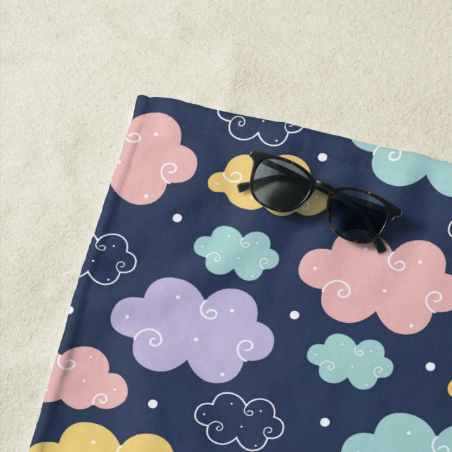 Toalha De Praia Cute Kawaii Cloud Pattern Beach Towel (In Situ)