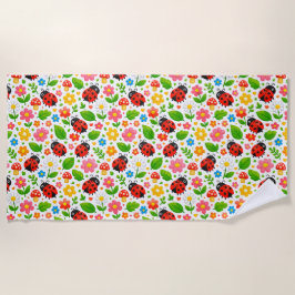 Toalha De Praia Cute Ladybugs and Flowers for Kids Decor