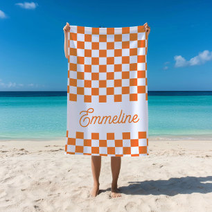 Toalha De Praia Cute Verificado Nome Personalizado Laranja Piscina