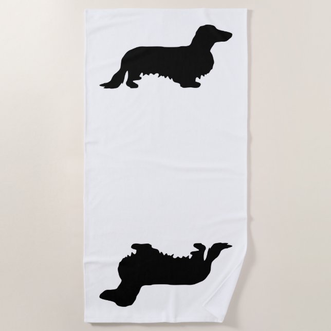 Toalha De Praia Dachshund Pelo Longo - Silhueta 1 (Frente)