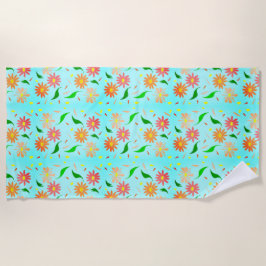 Toalha De Praia daisy aqua Beach Towel