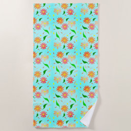 Toalha De Praia daisy aqua Beach Towel