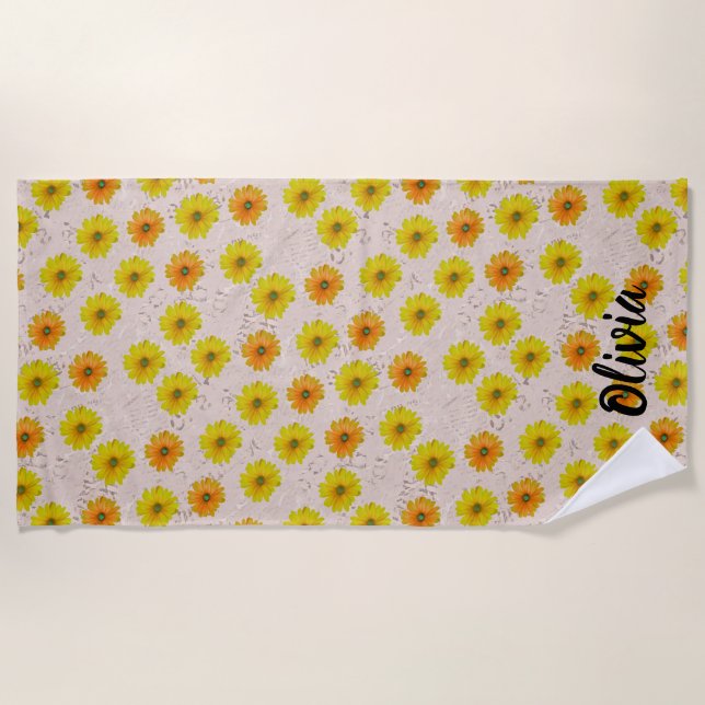 Toalha De Praia Daisy floral bouquet (Frente)