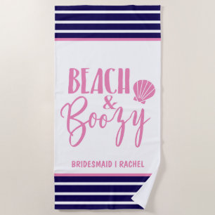 Toalha De Praia Damas de Honra Personalizadas Praia & Bebidas