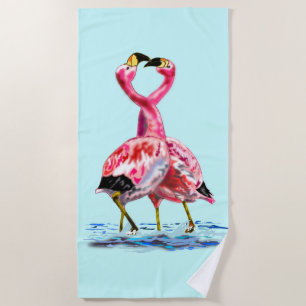Toalha De Praia Dança de Amor Romântica - Flamingos Rosa - Pintu