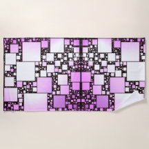 Toalha de Praia Dançante Pink e White Square