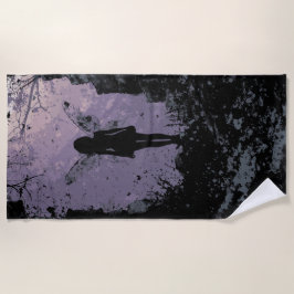 Toalha De Praia Dark Fairy Silhouette in Mystic Forest Illustratio