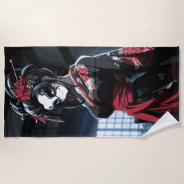 Toalha De Praia Dark Geisha Portrait Japanese Gothic Art