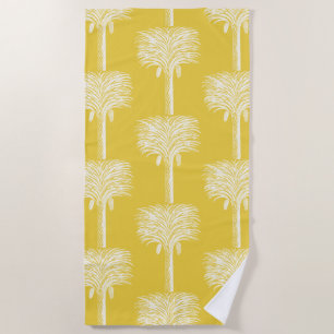 Toalha De Praia Data tropical moderna Palm amarelo