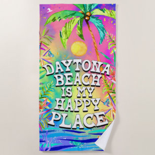 Toalha De Praia Daytona Beach é minha Happy Place Beach Towel