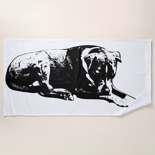 Toalha de Praia de Cachorro Negro (Frente)