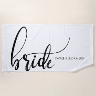 Toalha de Praia de Casamento Minimalista Elegante