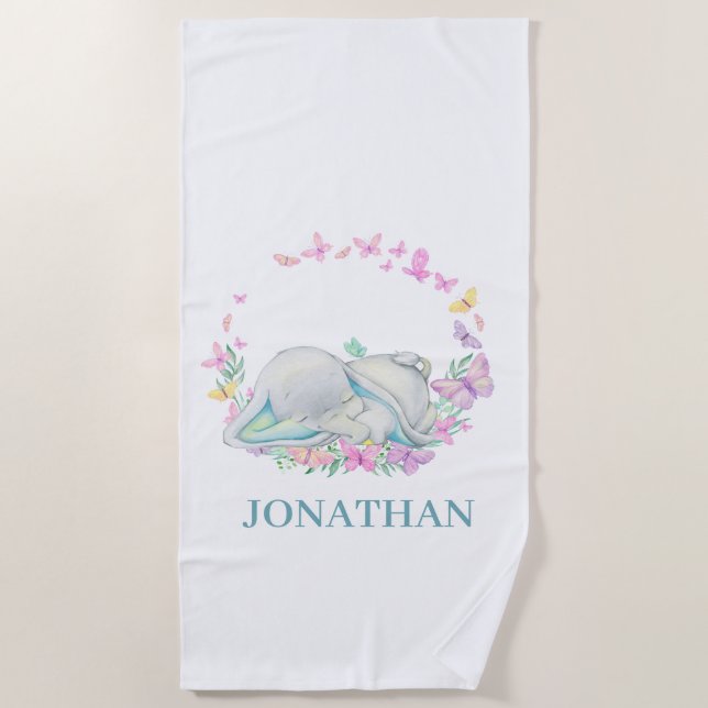 Toalha de praia de elefante AZUL BUTTERFLY (Frente)