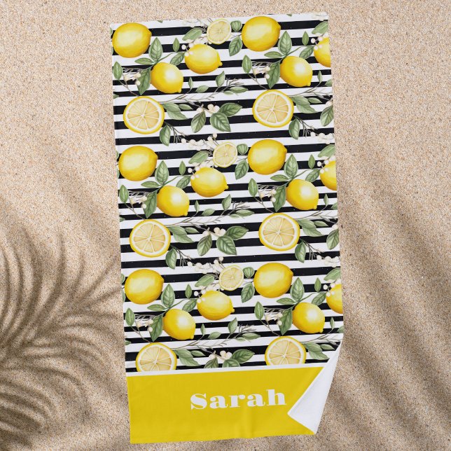 Toalha de Praia de Fruta de Limão Personalizada (Criador carregado)