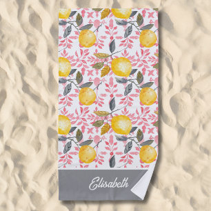 Toalha de Praia de Fruta de Limão Personalizada