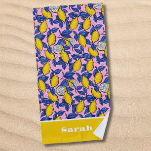 Toalha de Praia de Fruta de Limão Personalizada
