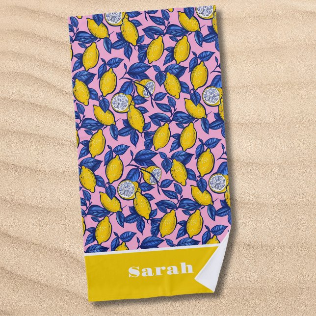 Toalha de Praia de Fruta de Limão Personalizada (Criador carregado)
