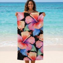 Toalha de praia de hibisco tropical